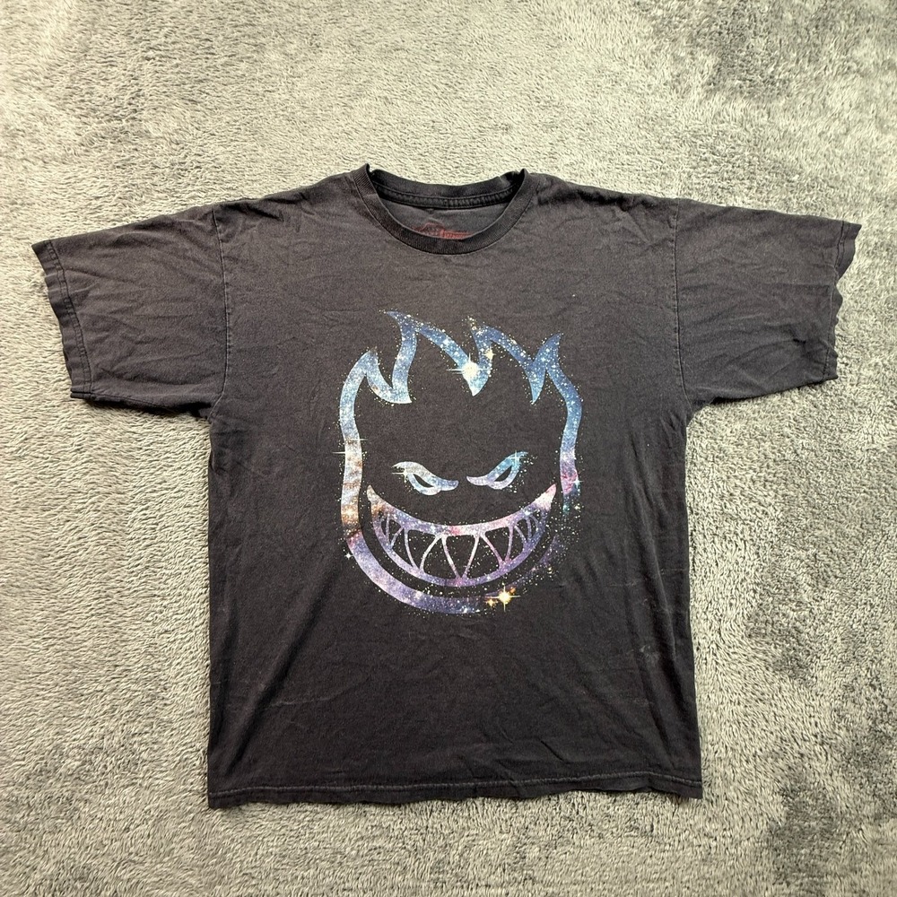 Spitfire Skate T-Shirt Adult M Galaxy Space Logo Short Sleeve Faded Black